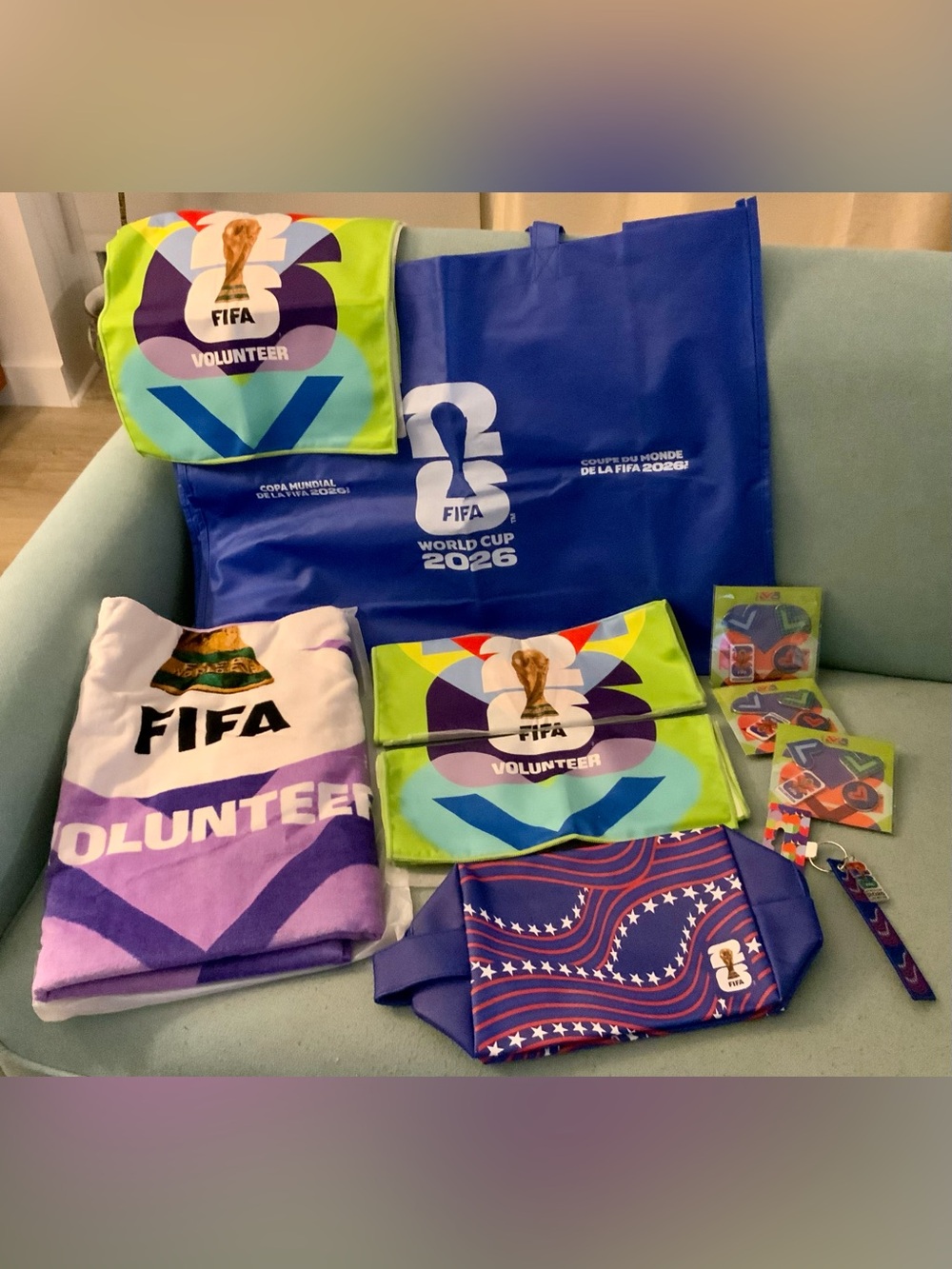 NEW FIFA 2026 WC LOT - Cooling & Beach Towels, Pins, Toiletry & Tote Bags